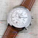 Perfect Replica Breitling TransoOcean Chronograph 46MM Watch - 316L SS White Face Brown Leather Strap